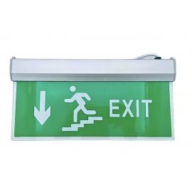 3W LED Emergency Exit Down Stairs Sign Light Green image 1