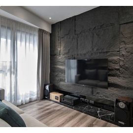 Installed PU Stone Wall - Black