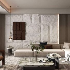 PU Stone Wall Installed - White Grey